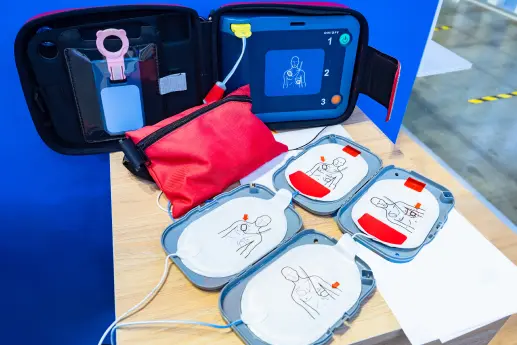 DAE et électrodes prêt à l'emploi